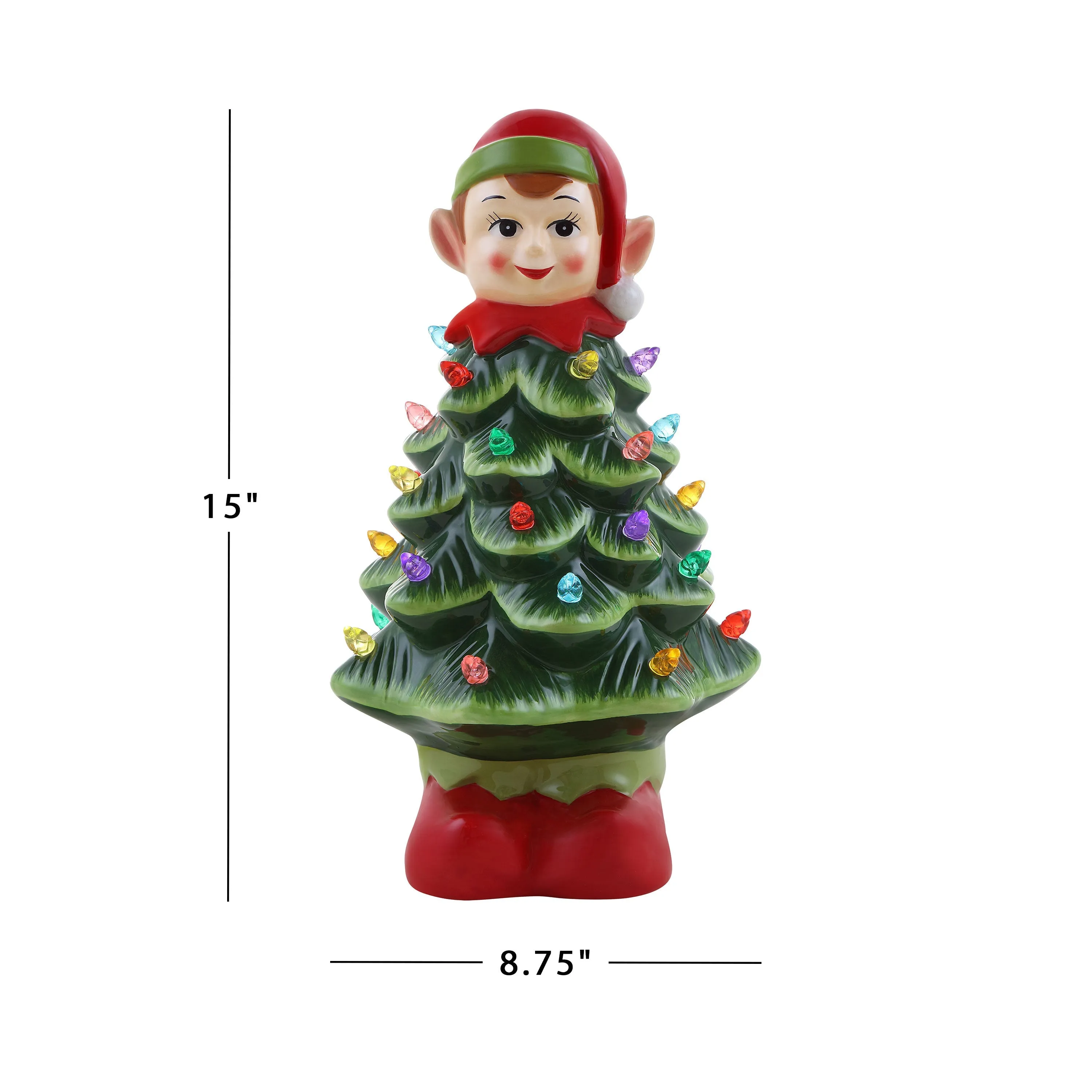 15 in. Nostalgic Ceramic Elf Tree