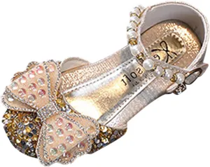 Fashion Spring and Summer Children Dance Shoes Girls Dress Performance Princess Shoes Rhinestone Kids Leather Shoes (Gold, 3-3.5 Years Toddler)