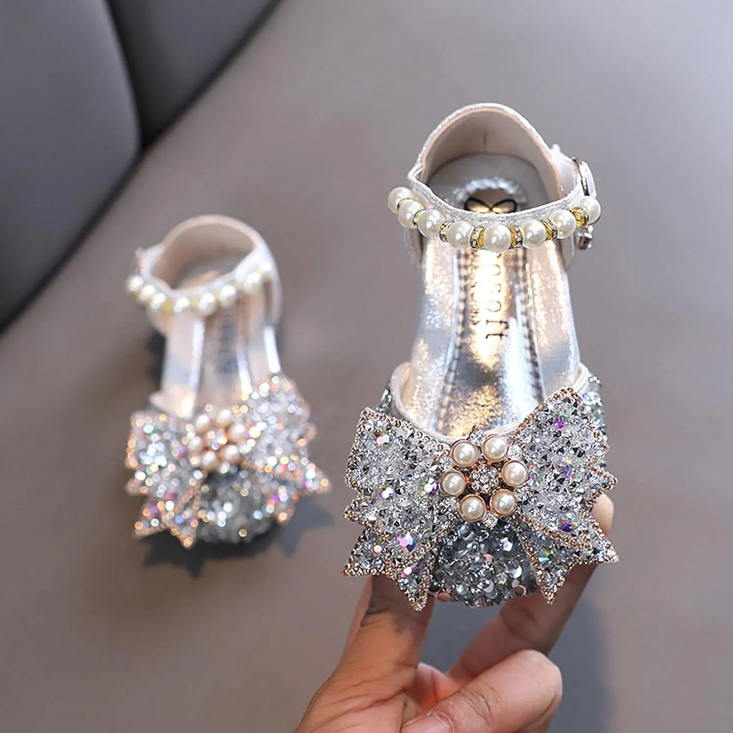 Fashion Spring And Summer Children Dance Shoes Girls Dress Performance Princess Shoes Sequin Pearl Boots for Toddlers