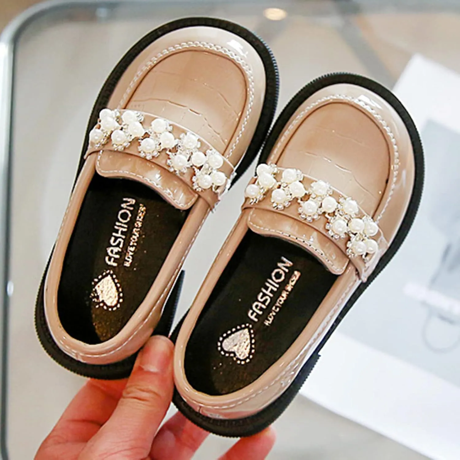Fashion Spring Summer Children Casual Shoes Girls Leather Shoes Thick Sole Non Slip Dress Girls Knee High Snow Boots (Khaki, 3-3.5 Years Toddler)
