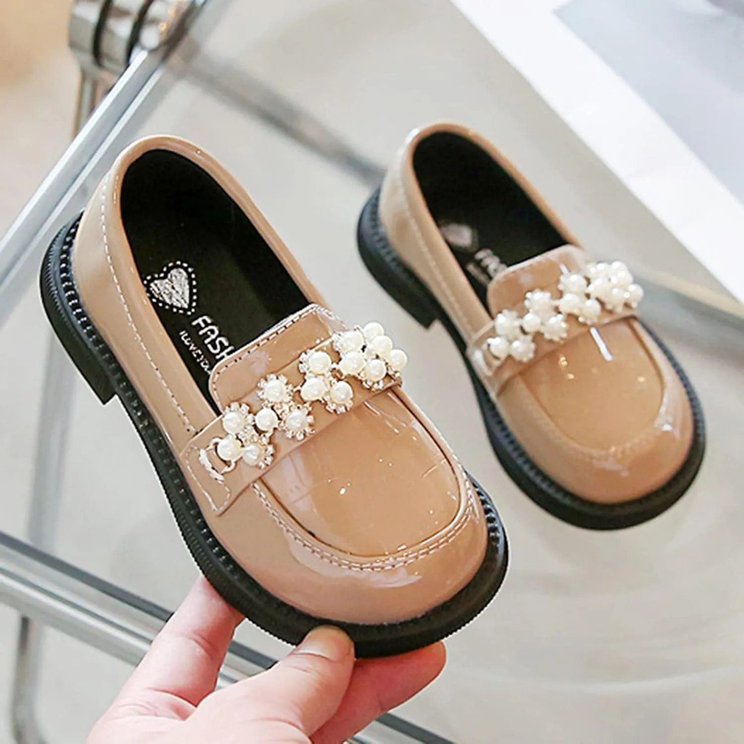 Fashion Spring Summer Children Casual Shoes Girls Leather Shoes Thick Sole Non Slip Dress Girls Knee High Snow Boots (Khaki, 3-3.5 Years Toddler)