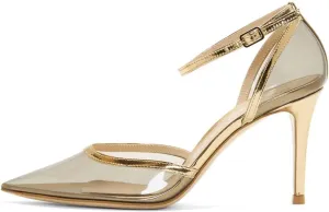 FSJ Women Prom Clear PVC High Heel Sandals Pointed Toe Ankle Strap Pumps D'Orsay Transparent Party Shoes Size 4-15 US