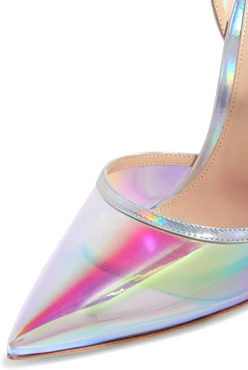 FSJ Women Prom Clear PVC High Heel Sandals Pointed Toe Ankle Strap Pumps D'Orsay Transparent Party Shoes Size 4-15 US