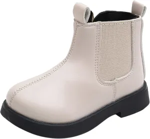 Girls PU Leather Ankle Boots Kids Bow Side Zipper Low Heel Outdoor Shoes for School Dress Up Little Kid/Big Kids