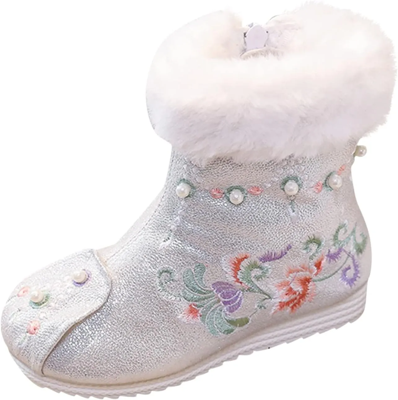 Girls Shoes Warm Cotton Boots Embroidered Boots National Boots Princess Cotton Boots Big Girl Dress Shoes