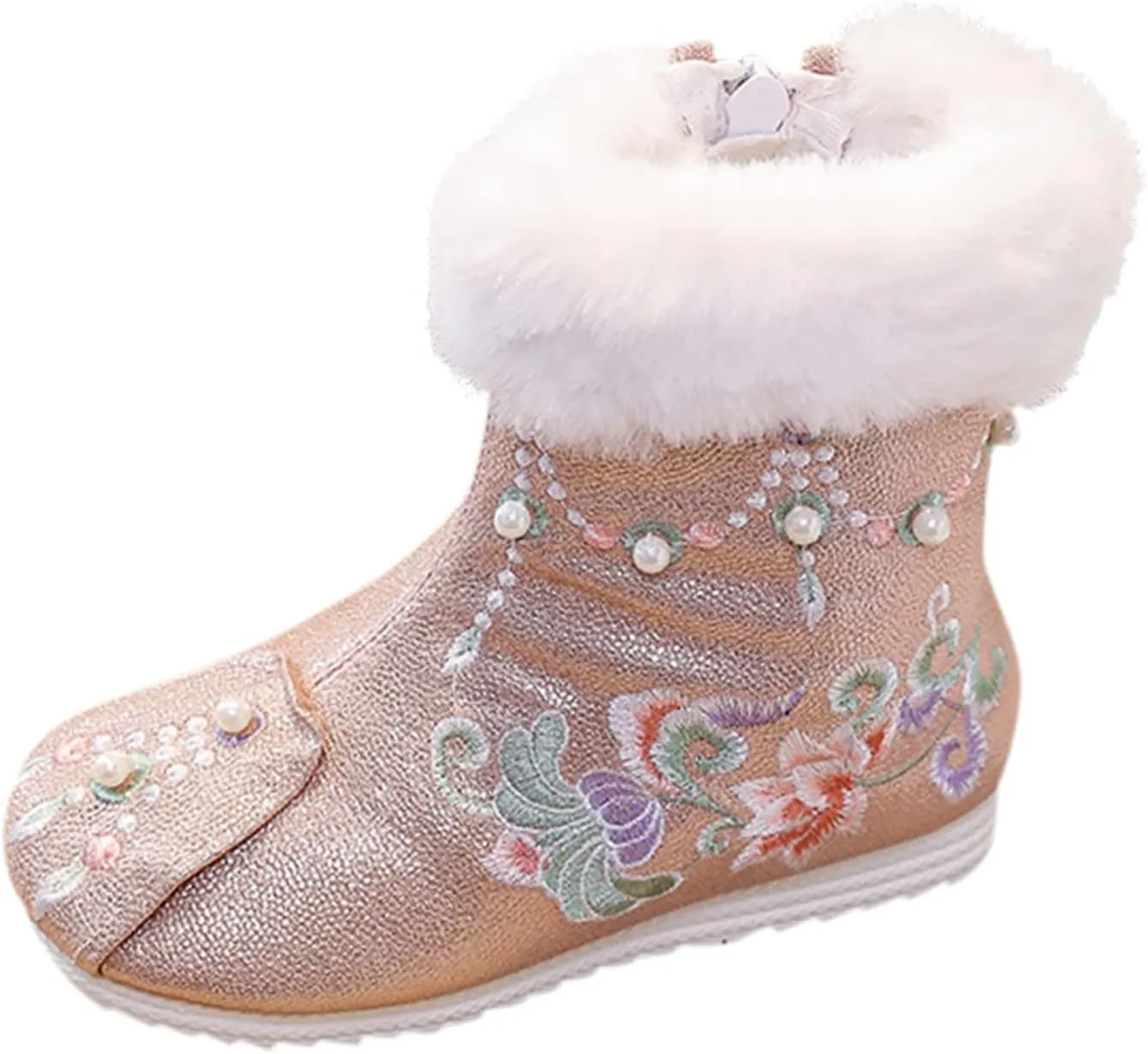 Girls Shoes Warm Cotton Boots Embroidered Boots National Boots Princess Cotton Boots Big Girl Dress Shoes