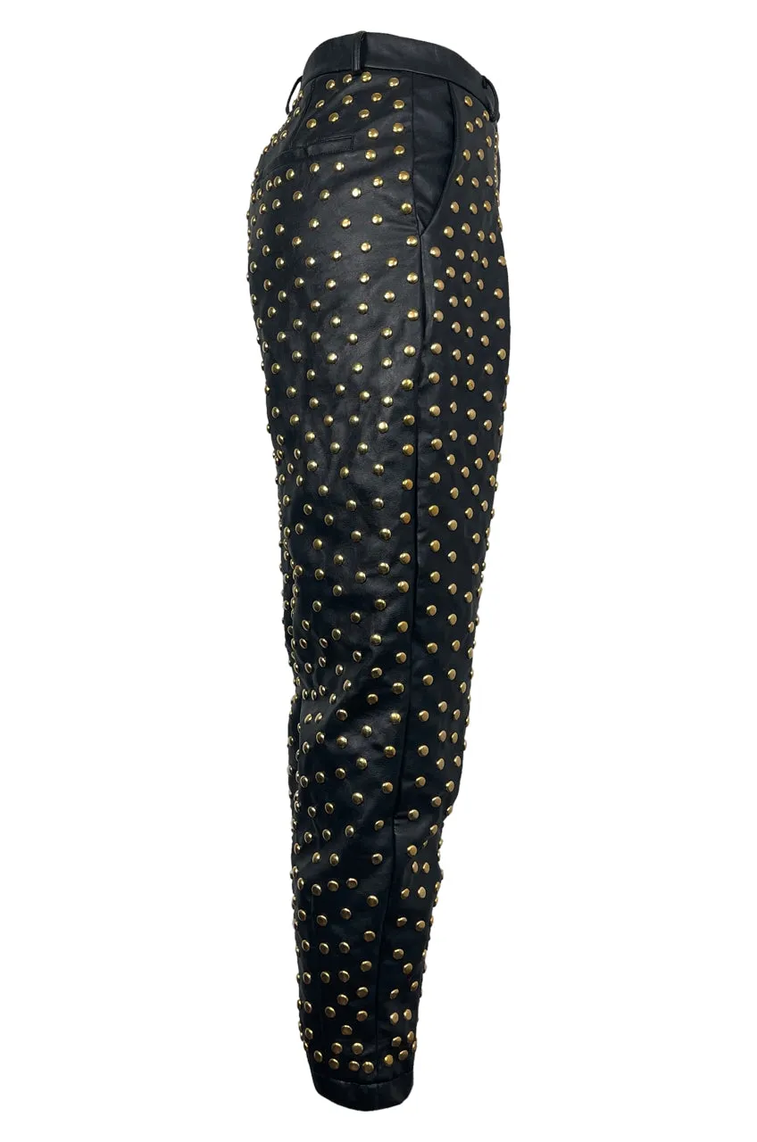 LEATHER STUD PANTS GOLD
