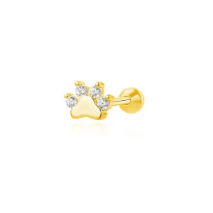 Little Diamond Paw Barbell Piercing Stud Earring
