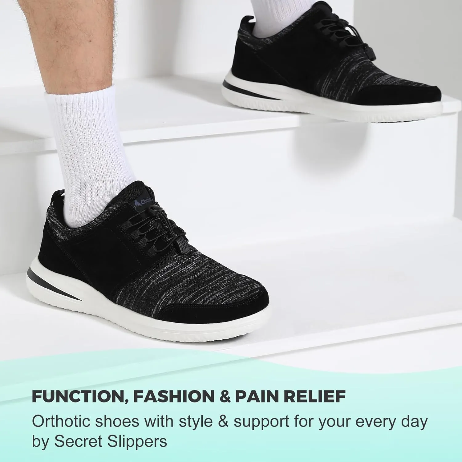 Men's Extra Wide Shoes for Walking All Day, Orthopedic Sneakers with Arch Support, Wide Toe Box Shoes for Plantar Fasciitis Pain Relief