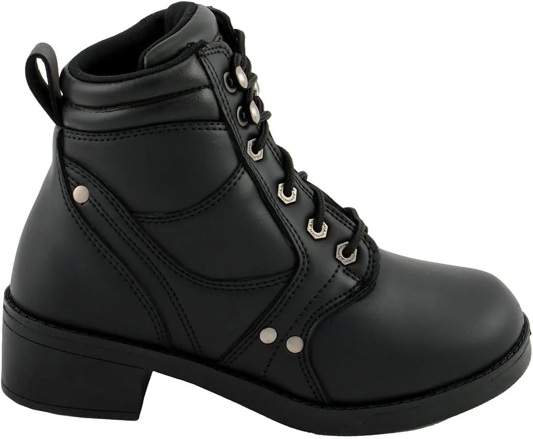 Milwaukee Leather MBK9265 Boys Black Lace-Up Boots with Side Zipper Entry