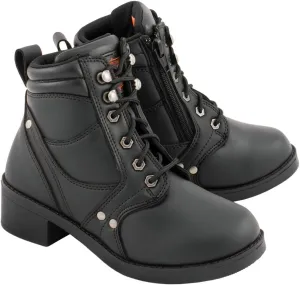 Milwaukee Leather MBK9265 Boys Black Lace-Up Boots with Side Zipper Entry