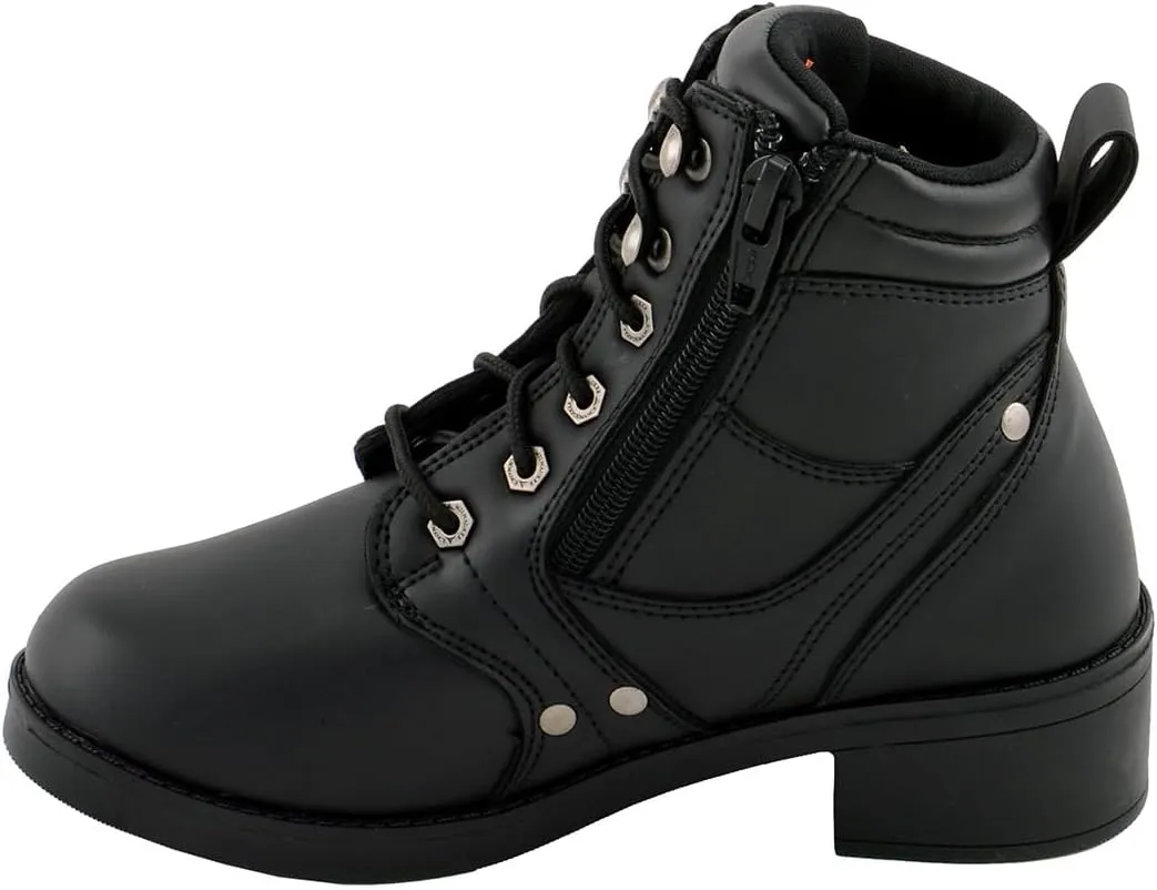 Milwaukee Leather MBK9265 Boys Black Lace-Up Boots with Side Zipper Entry