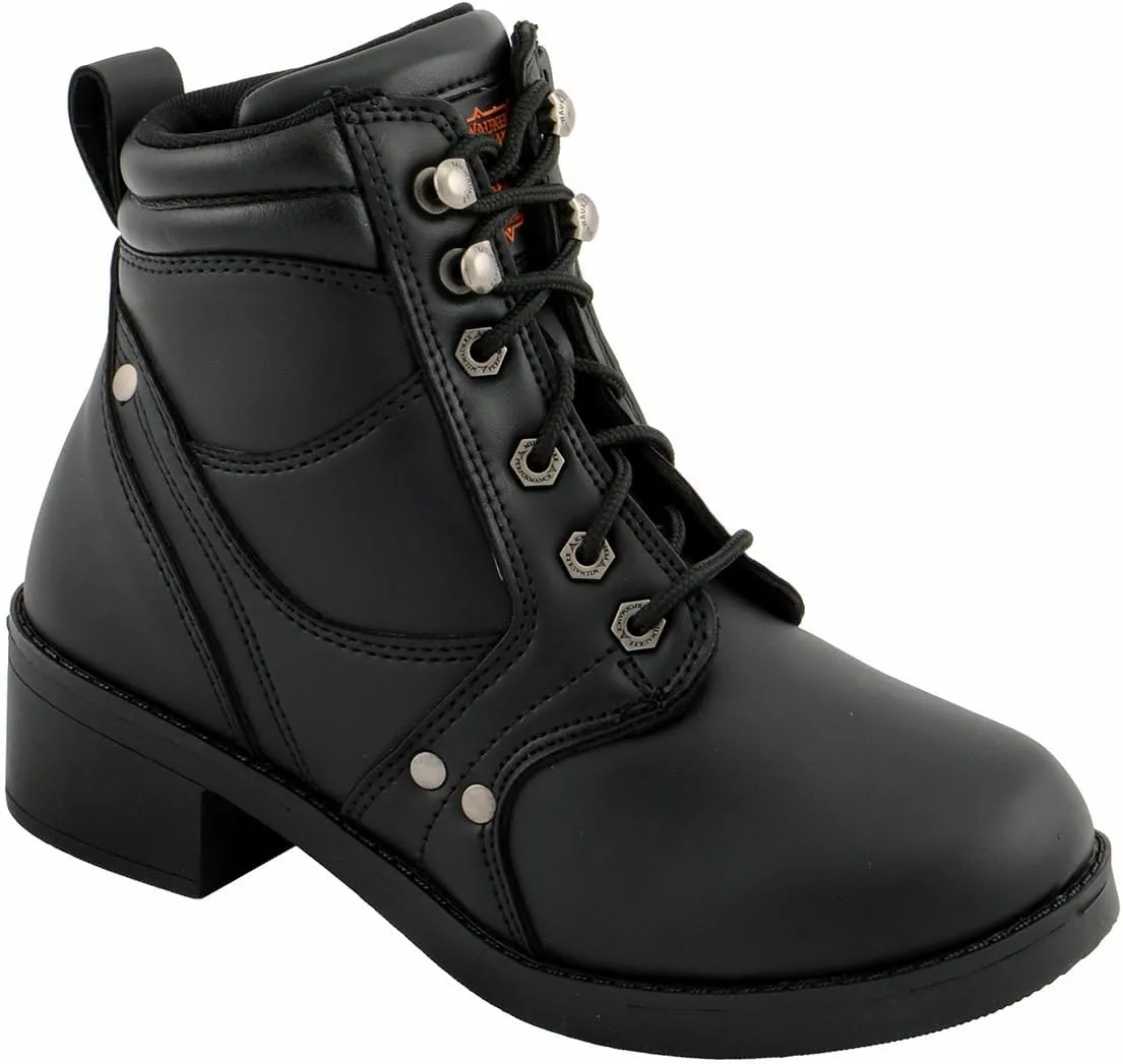 Milwaukee Leather MBK9265 Boys Black Lace-Up Boots with Side Zipper Entry