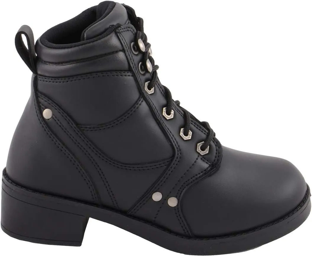 Milwaukee Leather MBK9265 Boys Black Lace-Up Boots with Side Zipper Entry