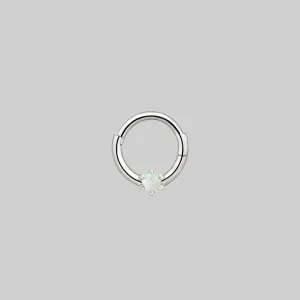 NEBULA. Opal Silver Clicker Ring - Septum