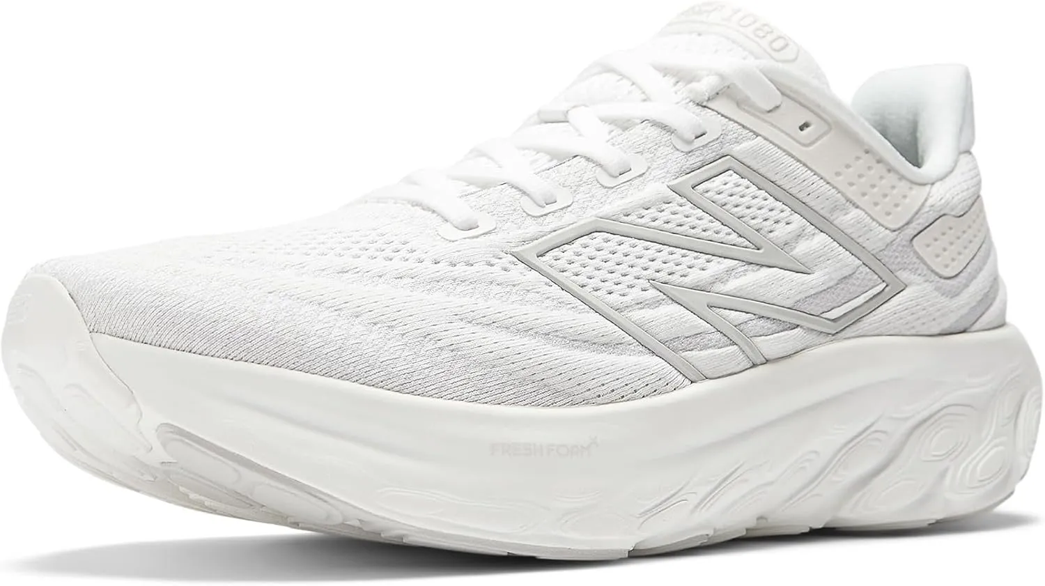 New Balance Men's M1080W13 Running Shoe, White/Light Silver Metallic, 10.5 Narrow