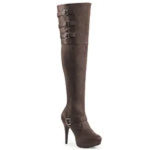 PLEASER- Black leather thigh high buckle boots Size 12