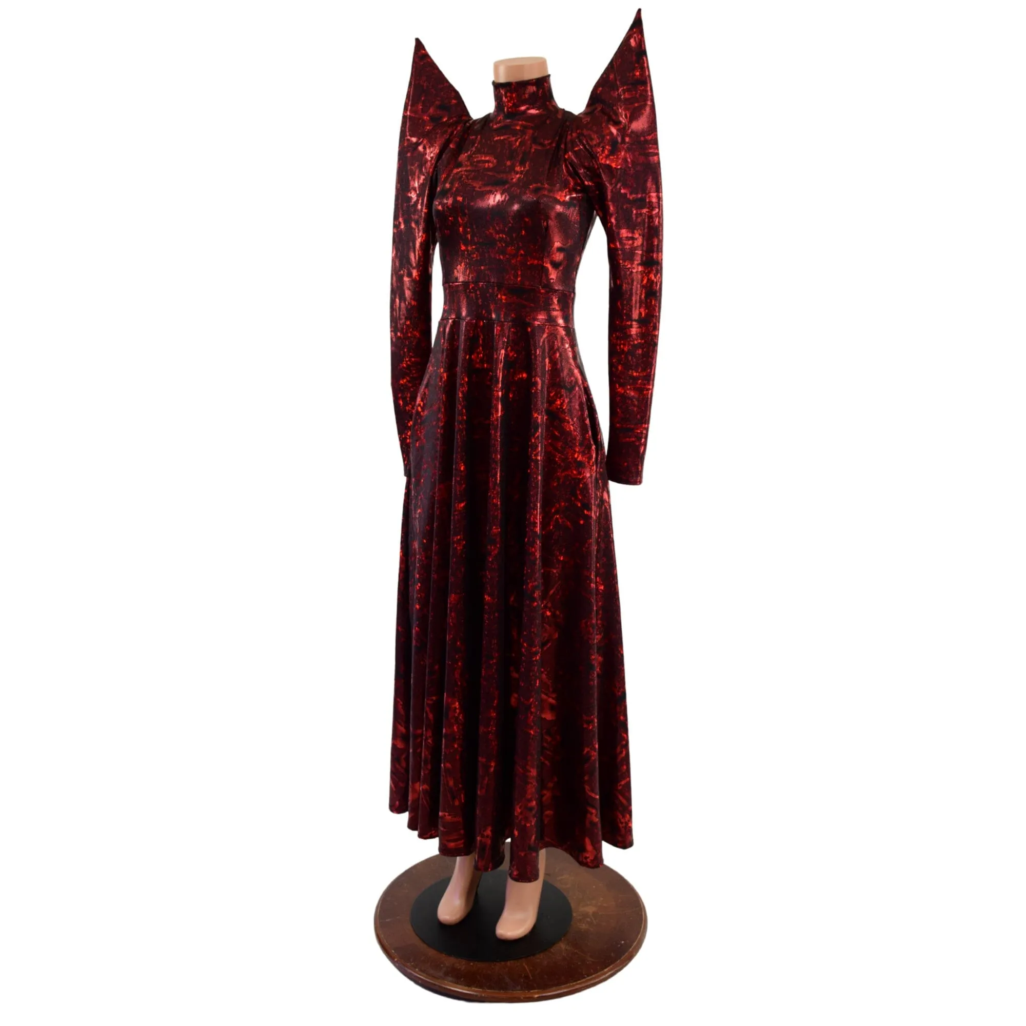 Primeval Red Mega Sharp Shoulder Gown