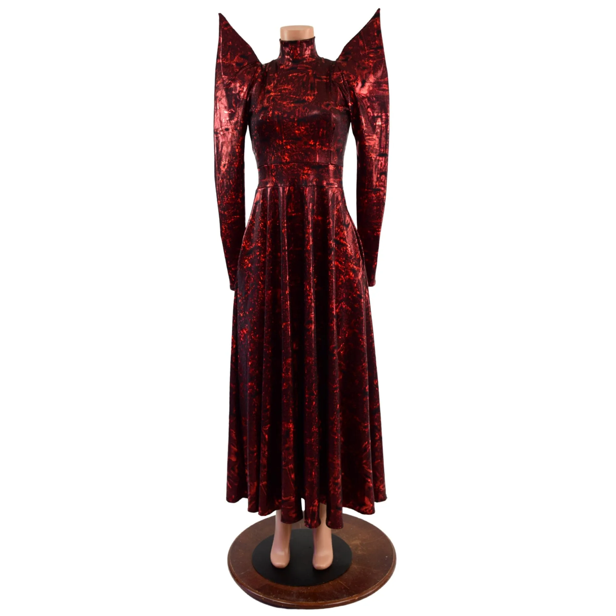 Primeval Red Mega Sharp Shoulder Gown