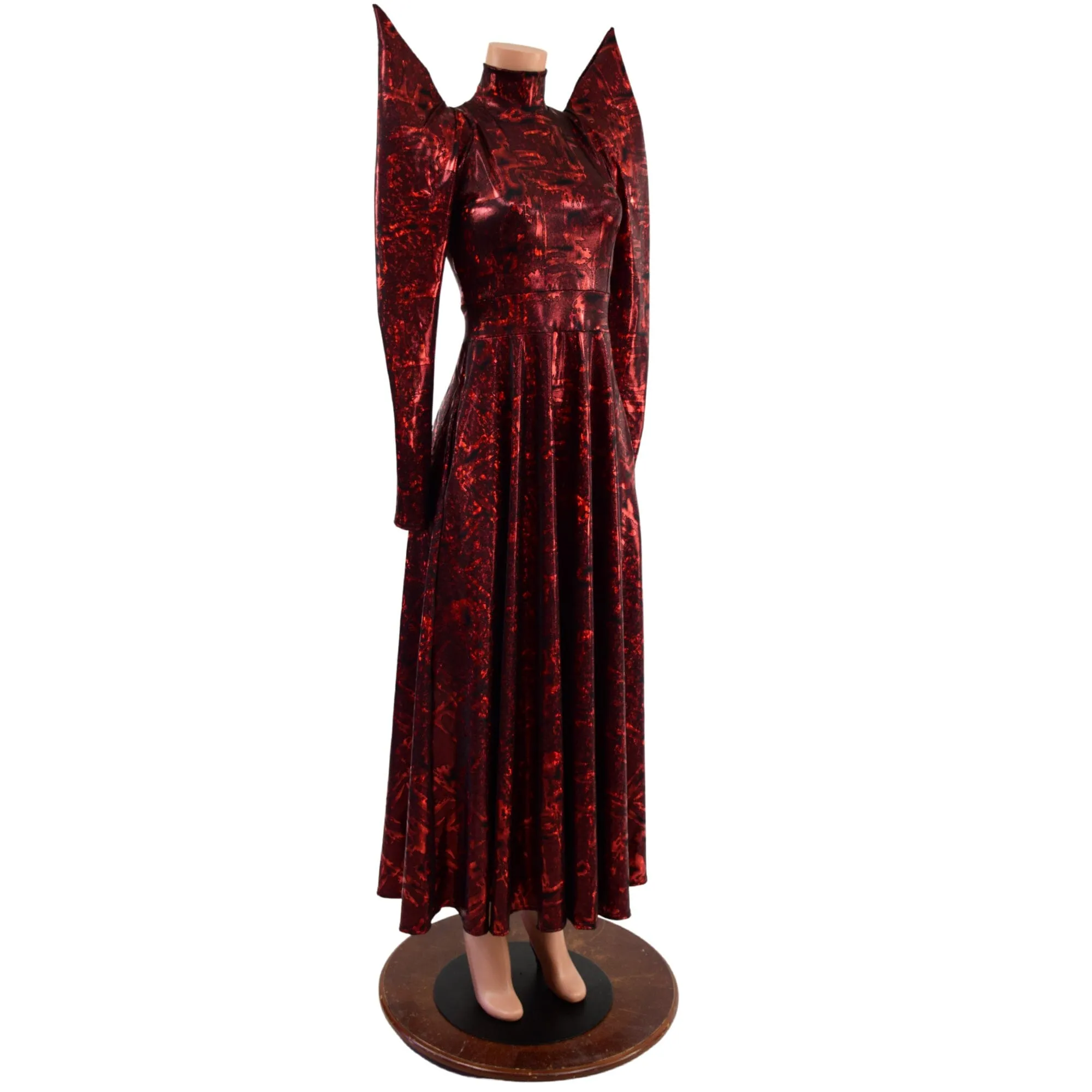 Primeval Red Mega Sharp Shoulder Gown