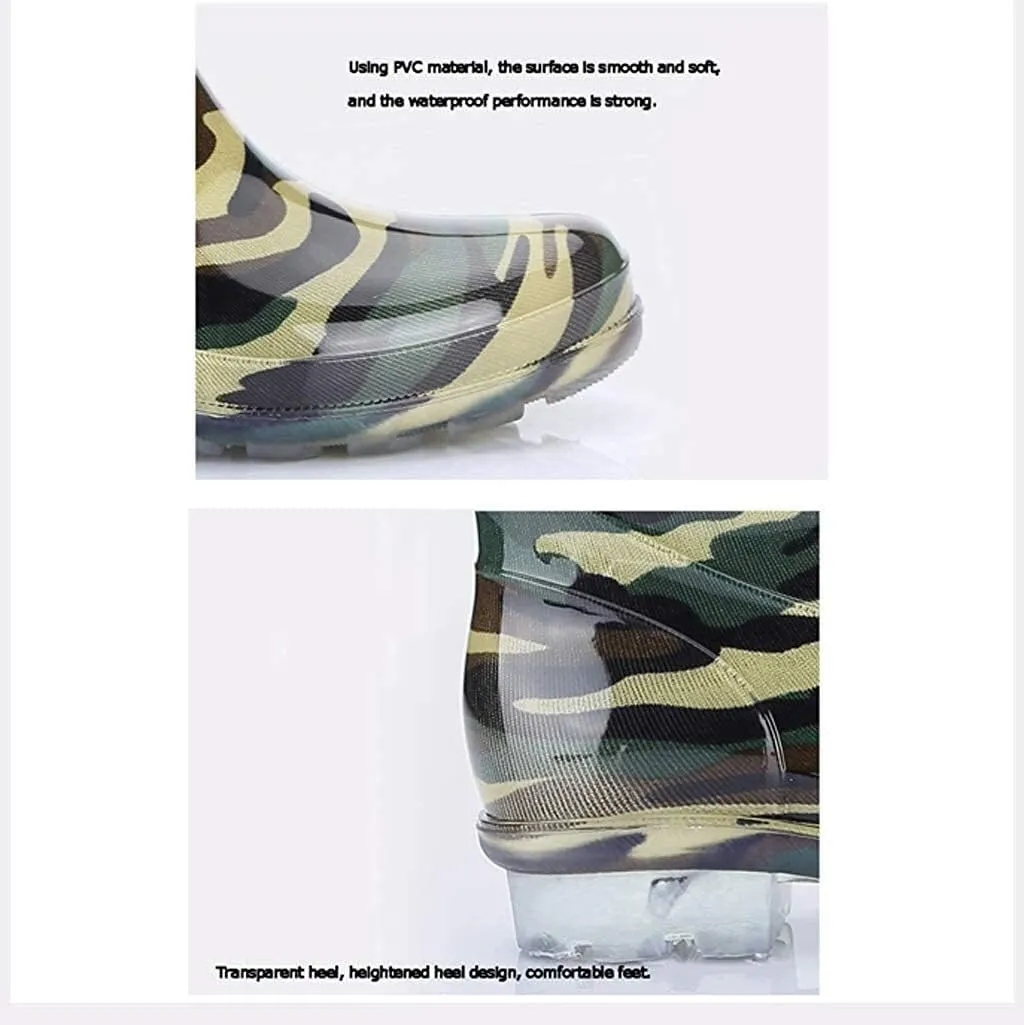 Rain Boots Men 's Knee High Rubber Rain Boots Camouflage Waterproof Rubber Boots Garden Rain Shoes for Men Non -Slip Rain Boots ( Color : Green Digital Print Size : 43 EU) ( Green Camouflage 39 EU)