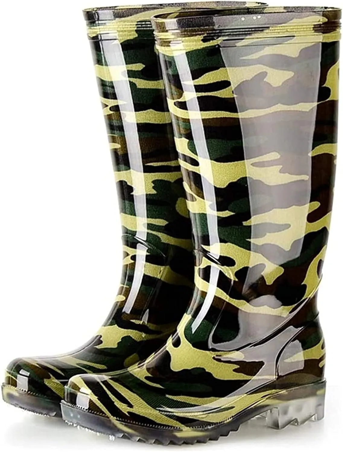 Rain Boots Men 's Knee High Rubber Rain Boots Camouflage Waterproof Rubber Boots Garden Rain Shoes for Men Non -Slip Rain Boots ( Color : Green Digital Print Size : 43 EU) ( Green Camouflage 39 EU)