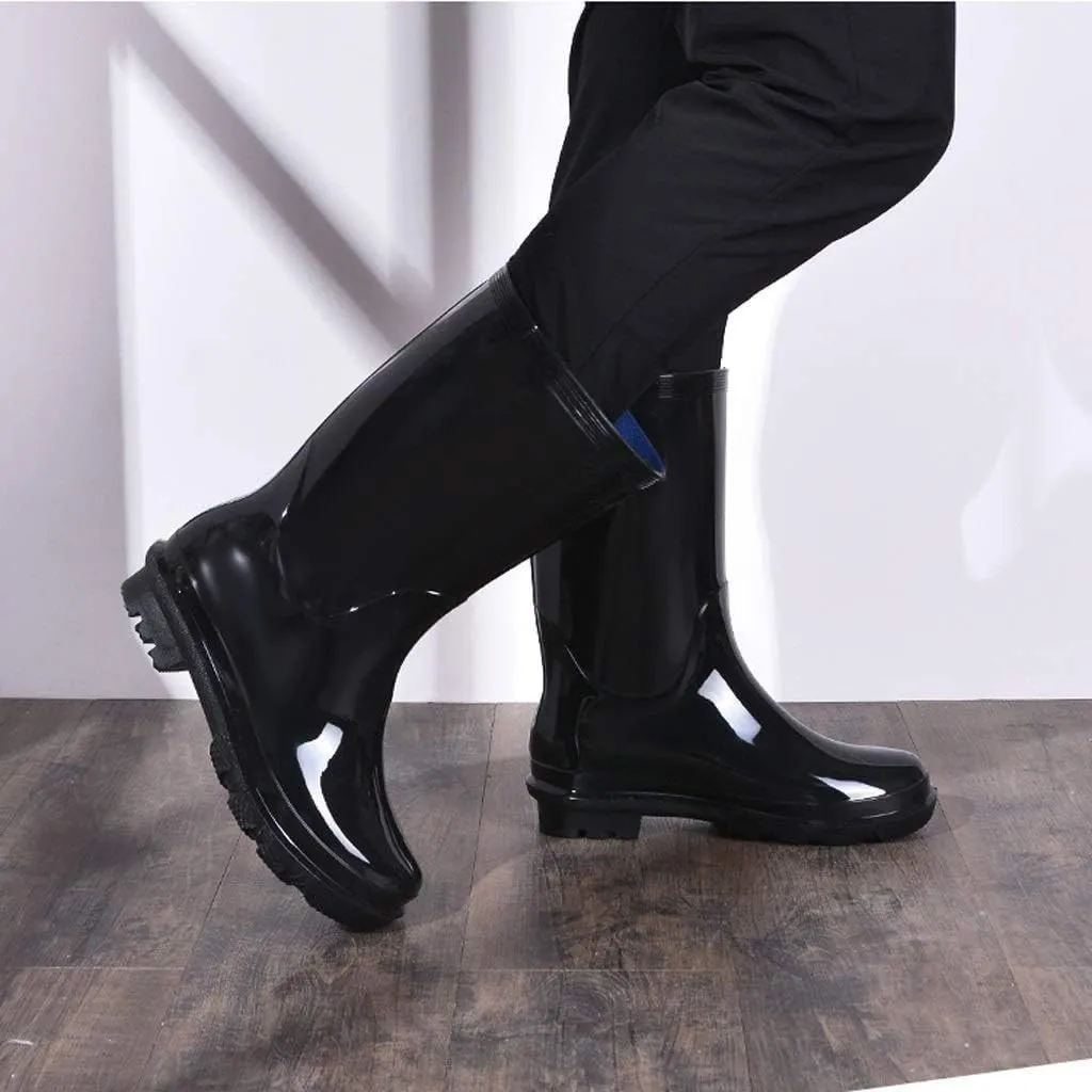 rain Boots Men's Middle Tube Rain Boots Non-Slip Waterproof Rain Boots Thick Wear-Resistant Four Season Rain Boots Antiskid rain Boots (Color : Black Size : 39 EU) (Black 39 EU)