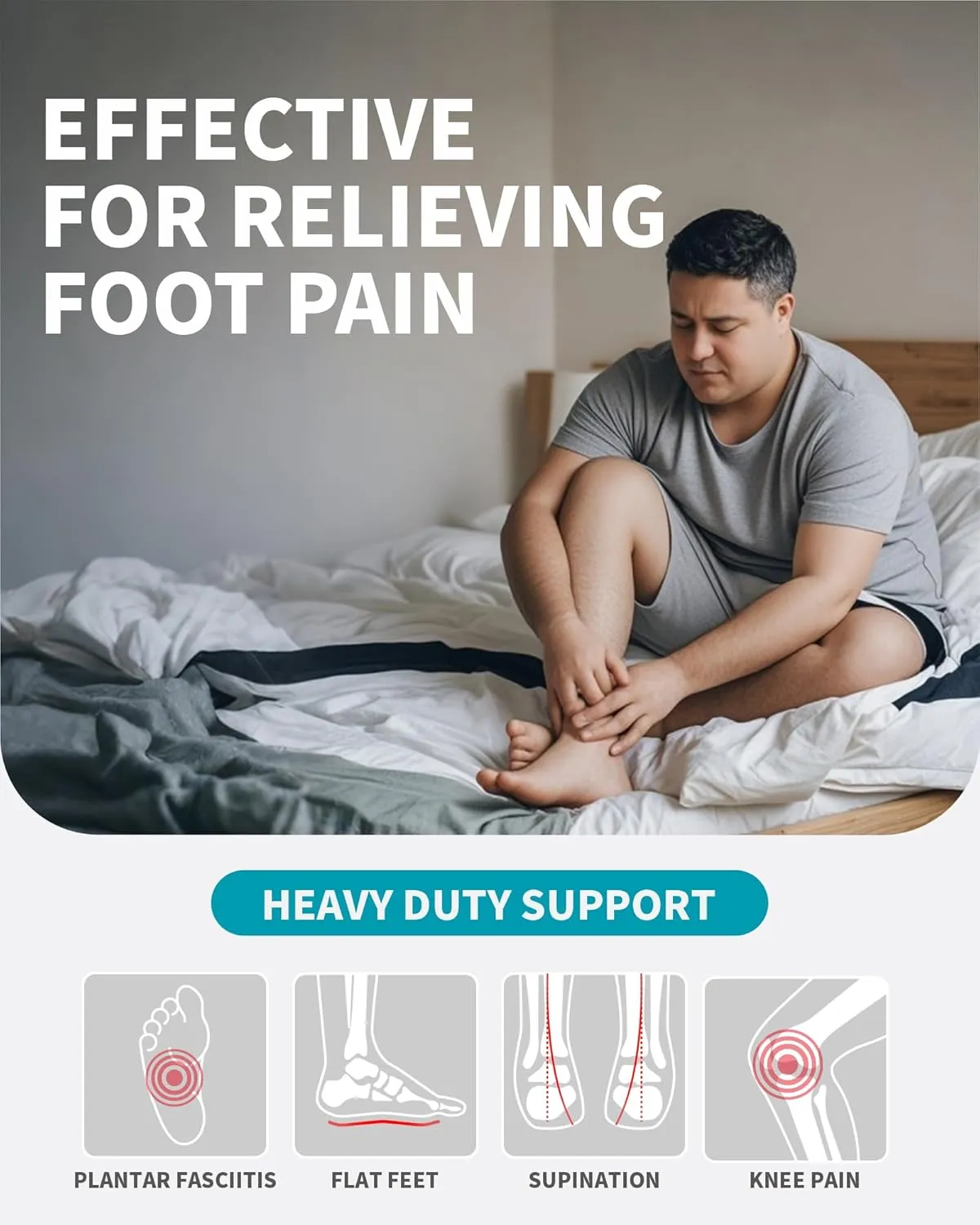 WalkHero Heavy Duty Plantar Fasciitis Arch Support Insoles, Flat Feet Shoe Inserts with Shock Absorption and Cushioning, 220 lbs Pain Relief Orthotics Inserts (Mens 13-13.5, Glacial Blue)