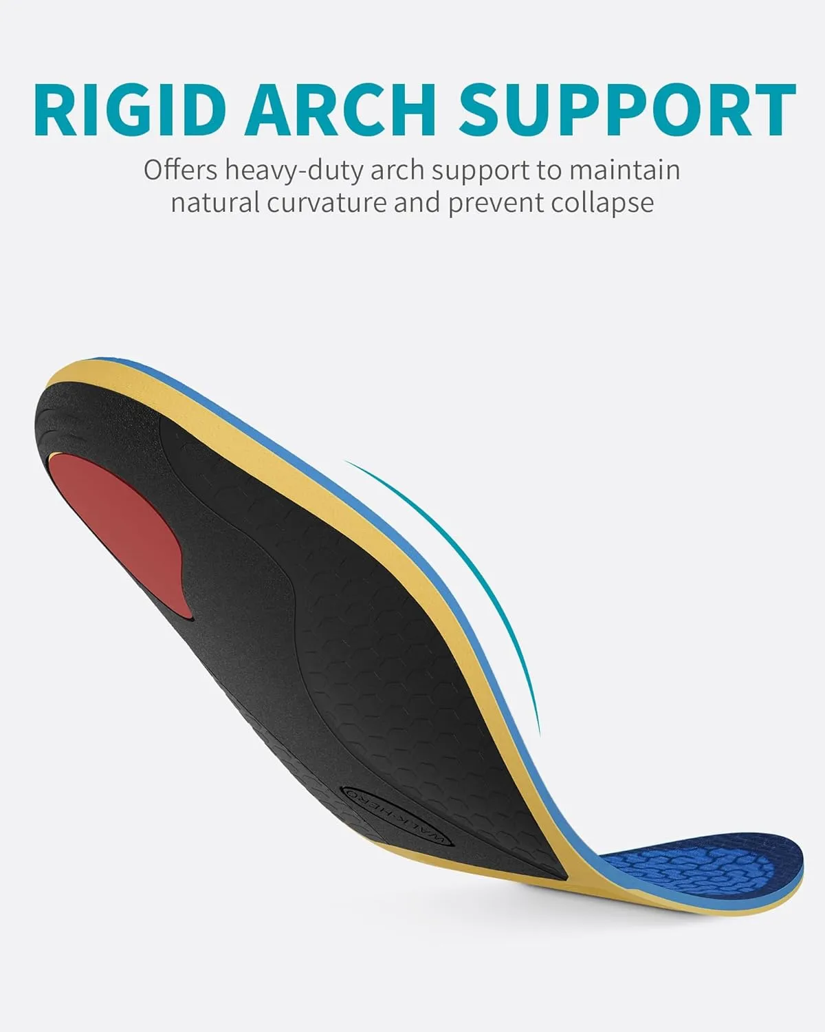 WalkHero Heavy Duty Plantar Fasciitis Arch Support Insoles, Flat Feet Shoe Inserts with Shock Absorption and Cushioning, 220 lbs Pain Relief Orthotics Inserts (Mens 13-13.5, Glacial Blue)