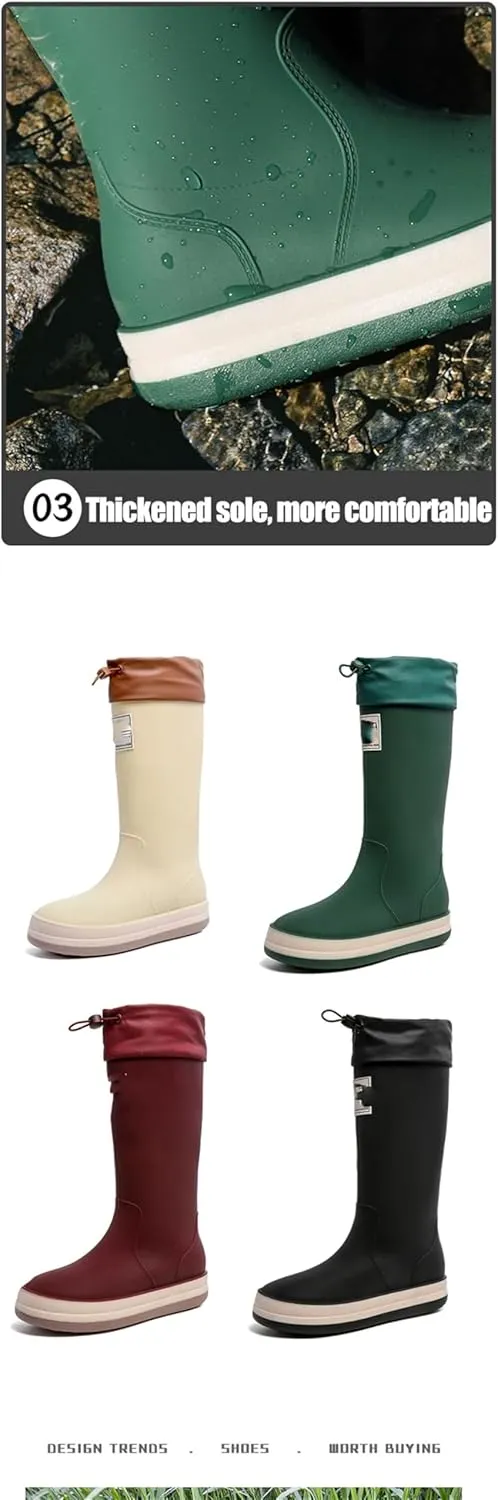 Women Summer Winter Waterproof Shoes Rain Boots Men Anti-Slip Wear-Resistant Plush Kitchen