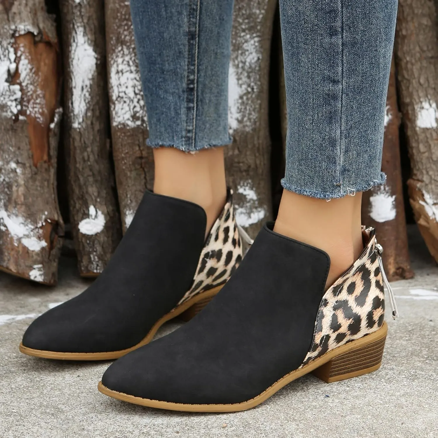 Womens Boots Ankle Brown Booties with Heel Ladies Booties Ankle Boots Mens Casual Boot Lightweight Cute Round Toe Closed Toe Wide Fit Available