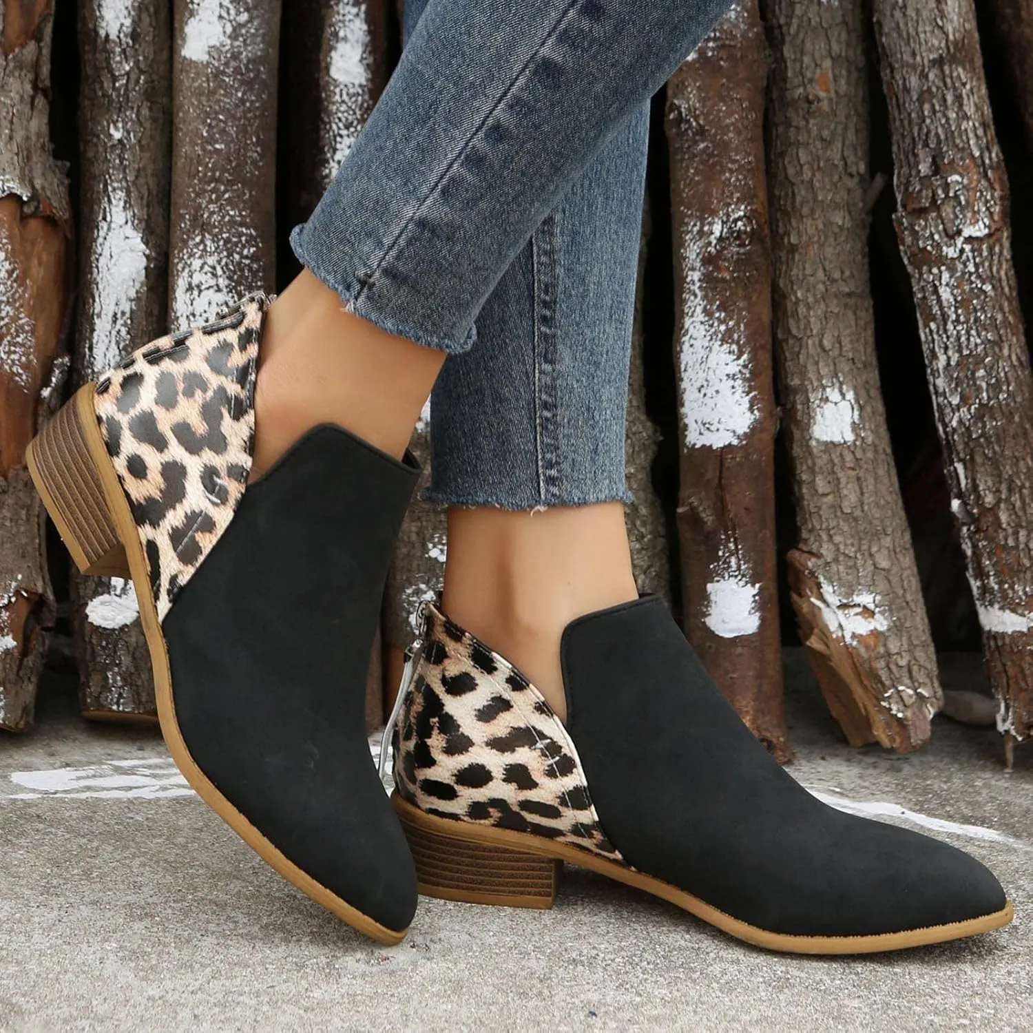 Womens Boots Ankle Brown Booties with Heel Ladies Booties Ankle Boots Mens Casual Boot Lightweight Cute Round Toe Closed Toe Wide Fit Available
