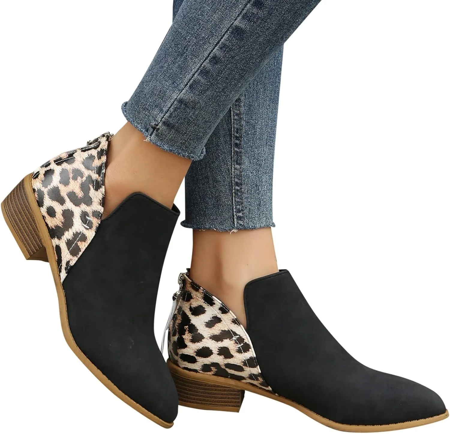 Womens Boots Ankle Brown Booties with Heel Ladies Booties Ankle Boots Mens Casual Boot Lightweight Cute Round Toe Closed Toe Wide Fit Available