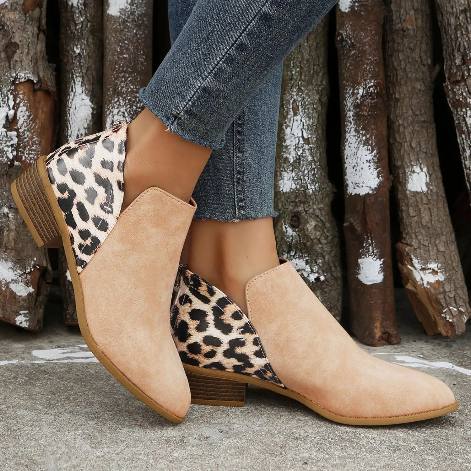 Womens Boots Ankle Brown Booties with Heel Ladies Booties Ankle Boots Mens Casual Boot Lightweight Cute Round Toe Closed Toe Wide Fit Available