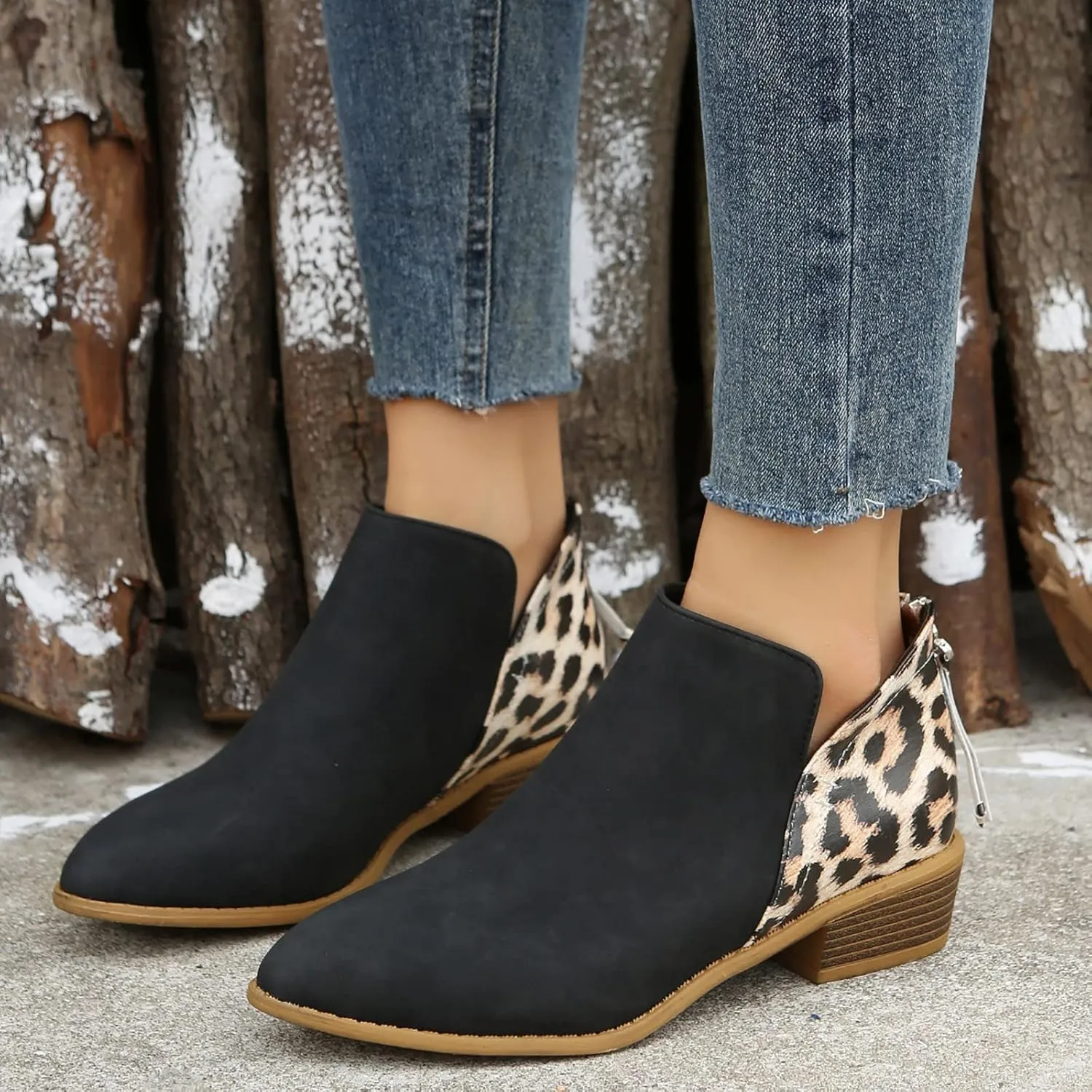 Womens Boots Ankle Brown Booties with Heel Ladies Booties Ankle Boots Mens Casual Boot Lightweight Cute Round Toe Closed Toe Wide Fit Available