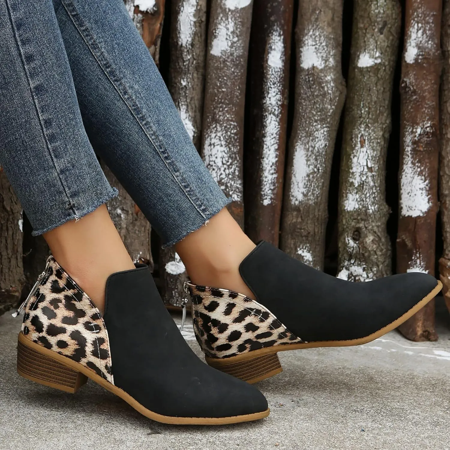 Womens Boots Ankle Brown Booties with Heel Ladies Booties Ankle Boots Mens Casual Boot Lightweight Cute Round Toe Closed Toe Wide Fit Available
