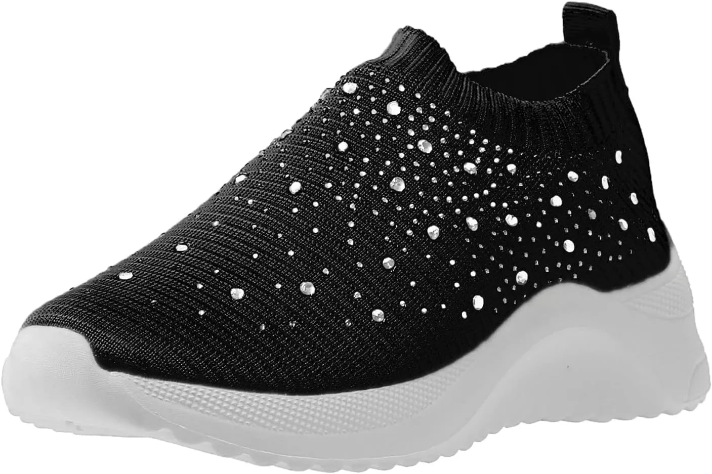 ZBYY Women's Slip On Walking Shoes Rhinestone Lightweight Non Slip Tennis Running Shoes Breathable Sneakers for Workout Gym